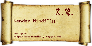 Kender Mihály névjegykártya