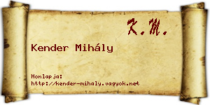 Kender Mihály névjegykártya